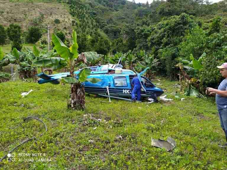 Helicóptero accidentado en Cañasgordas, por fortuna no dejó víctimas mortales