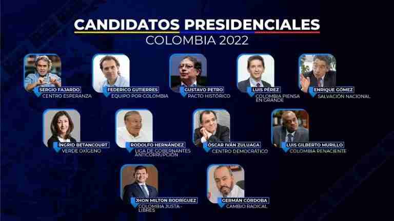 Estos son los 11 candidatos que se disputarán la presidencia de Colombia el 29 de mayo