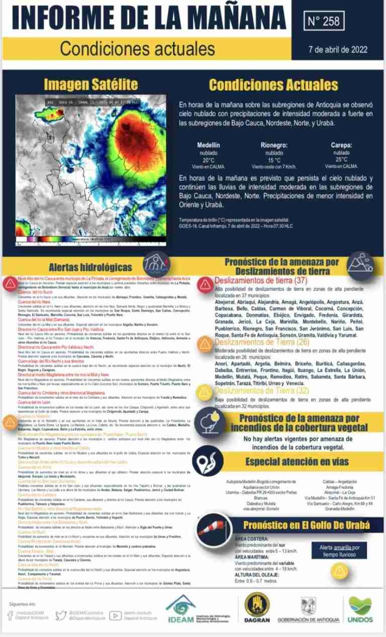 Decretada alerta roja en 37 municipios de Antioquia