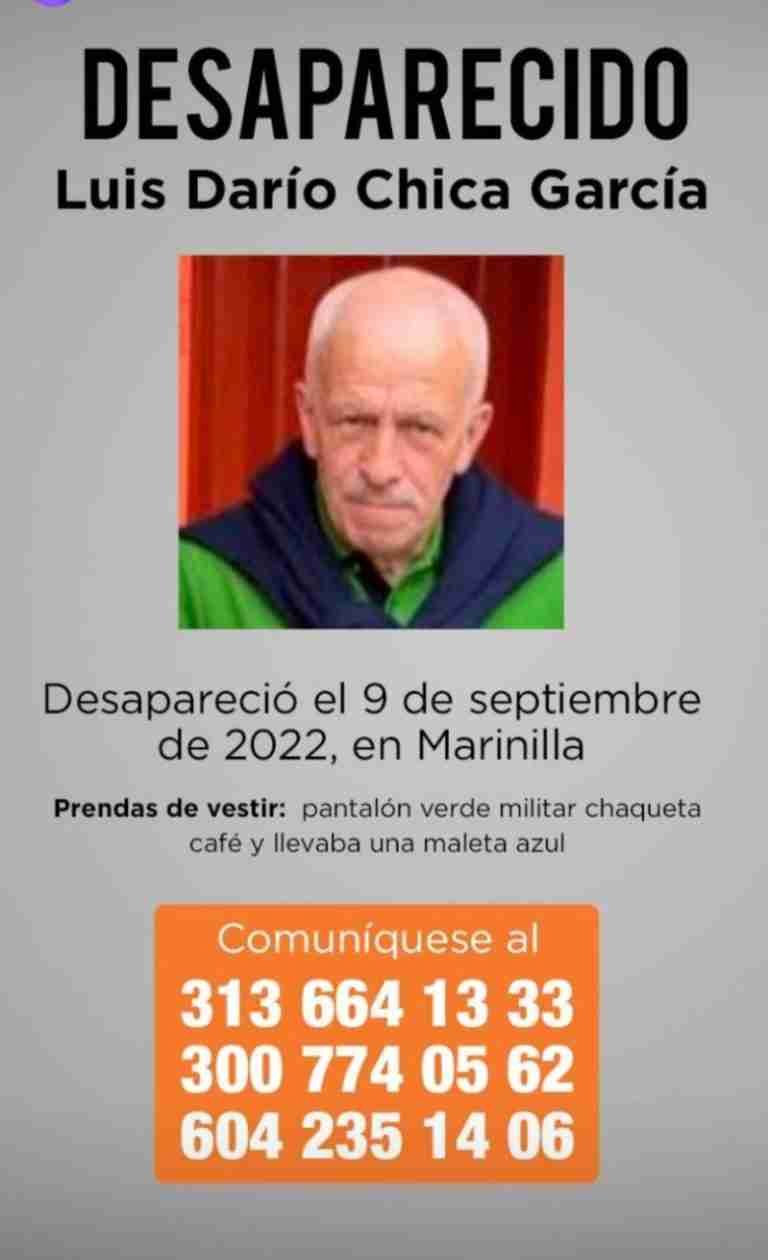 Servicio Social: Luis Darío Chica García desapareció el pasado 9 de septiembre en Marinilla