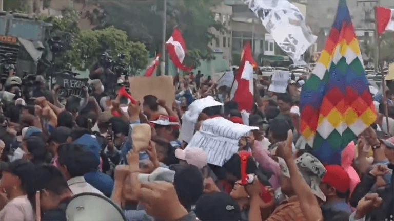 Simpatizantes de Pedro Castillo salen a marchar