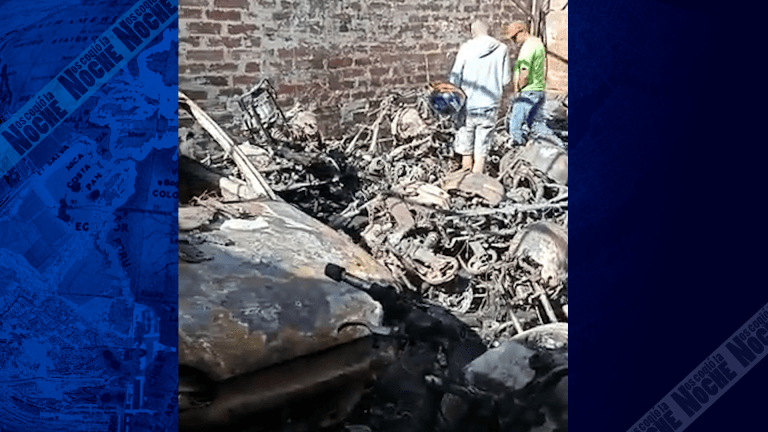 Así quedó el parqueadero incinerado por el globo en Medellín