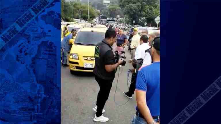 Concentración de taxistas en Santander