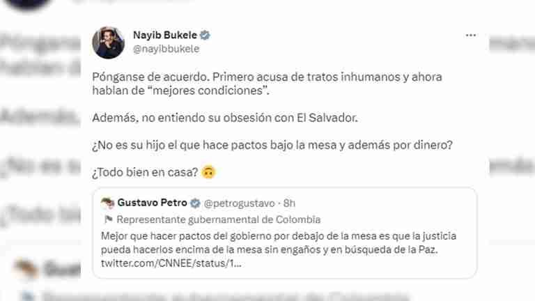 “¿Todo bien en casa?” Bukele arremete contra Petro y su hijo