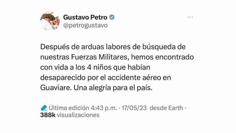 Petro se retracta: los niños aún no han sido encontrados
