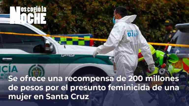 Se ofrece una recompensa de 200 millones de pesos por el presunto feminicida de una mujer en Santa Cruz