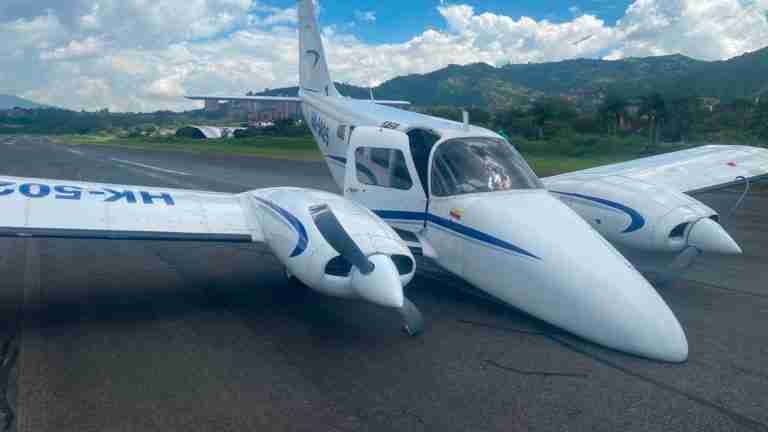 Una aeronave pierde tren de nariz en pista del Aeropuerto Olaya Herrera