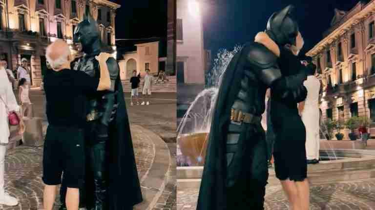 “Batman” conmueve a un adulto con Síndrome de Down al aparecer repentinamente