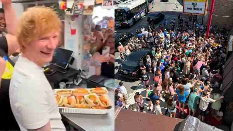 Ed Sheeran sonríe mientras enfrenta insultos en un icónico restaurante de perros calientes en Chicago