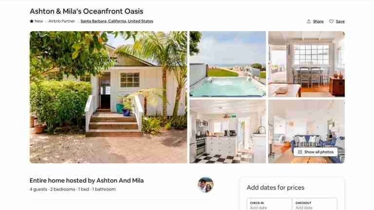 Alojamiento gratis por una noche en la casa de la playa de Ashton Kutcher y Mila Kunis