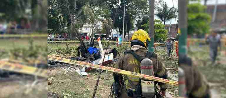 Atención: Avión de la Fuerza Aeroespacial se estrelló en un parque de Cali