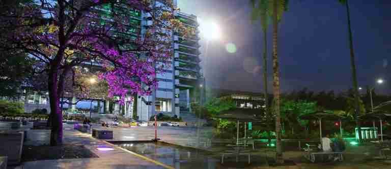Así luce la nueva iluminación del parque de los Pies Descalzos
