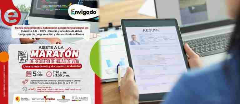¿Busca empleo? Habrá maratón de registro de hojas de vida en Envigado