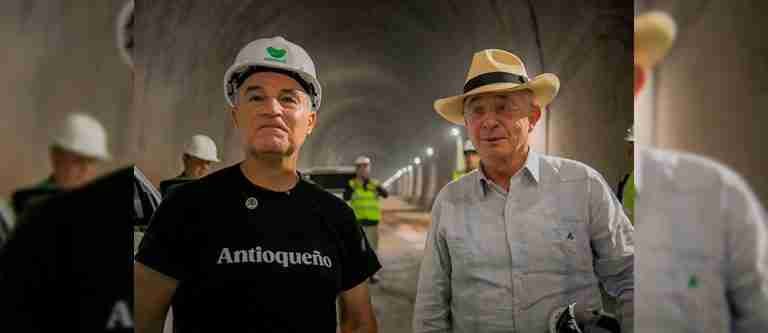 Gobernador de Antioquia y expresidente Álvaro Uribe recorrieron juntos el Túnel Guillermo Gaviria Echeverri