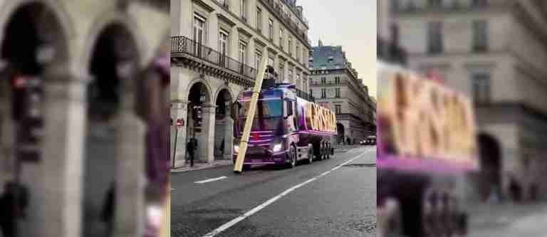 Polémica publicidad de Griselda: camión recorre las calles de Francia aspirando cocaína