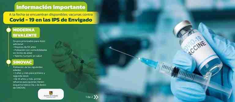 Envigado tiene disponible vacunas contra Covid -19 en las IPS
