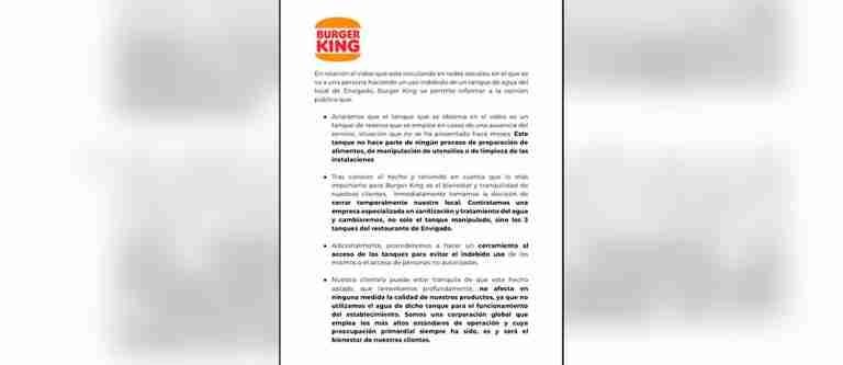 Burger King se pronuncia respecto al video viral en redes