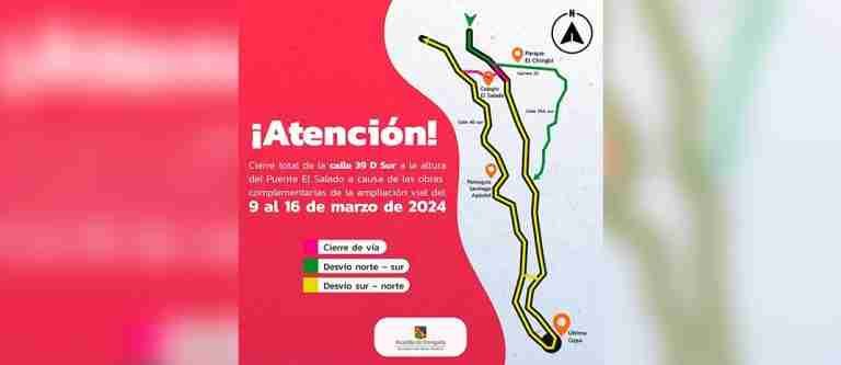 ¡Salga con tiempo! Desde mañana habrá cierre total de la calle 39D Sur en Envigado