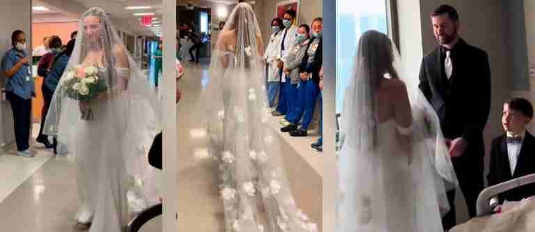 Pareja contrae matrimonio en el hospital para cumplir el último deseo del padre de la novia