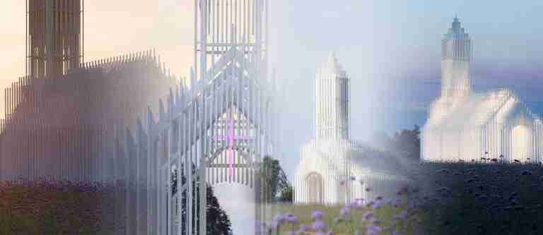 La innovadora iglesia en China que parece estar flotando en un campo de lavanda  