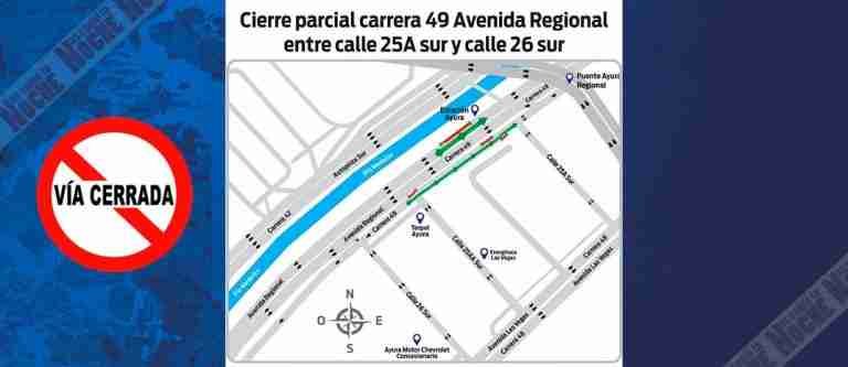 ¡Salga con tiempo! Habrá cierres viales en la Avenida Regional