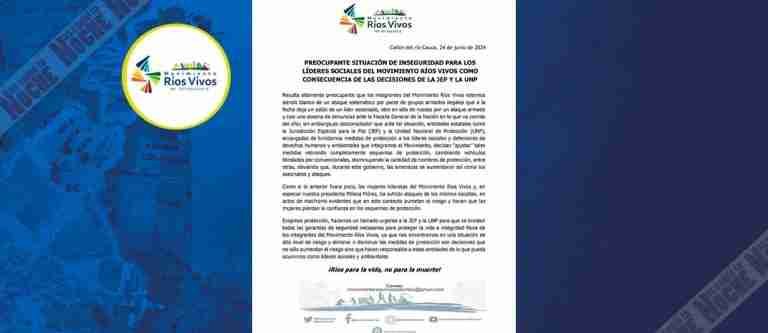 Persisten las amenazas del Clan del Golfo contra líderes del movimiento Ríos Vivos