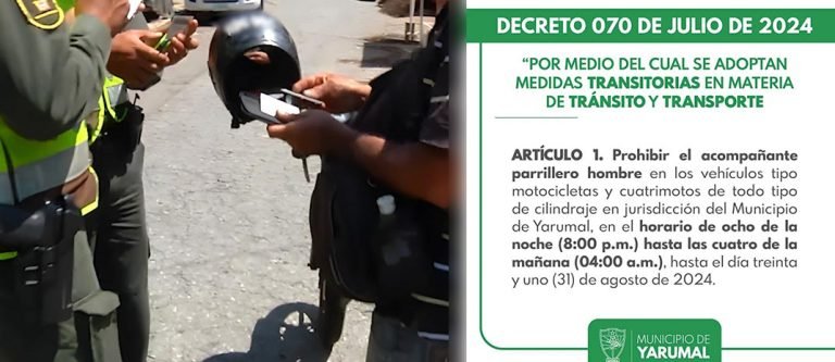 En Yarumal prohíben el parrillero hombre por incremento de homicidios