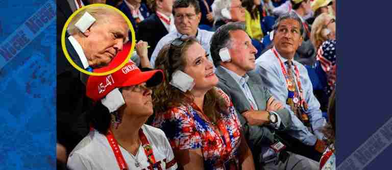 Un parche en el oído: el nuevo símbolo de los republicanos en apoyo al expresidente Donald Trump