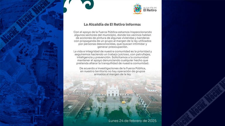 Esta mañana aparecieron banderas del ELN en jurisdicción del municipio de El Retiro, oriente de Antioquia 
