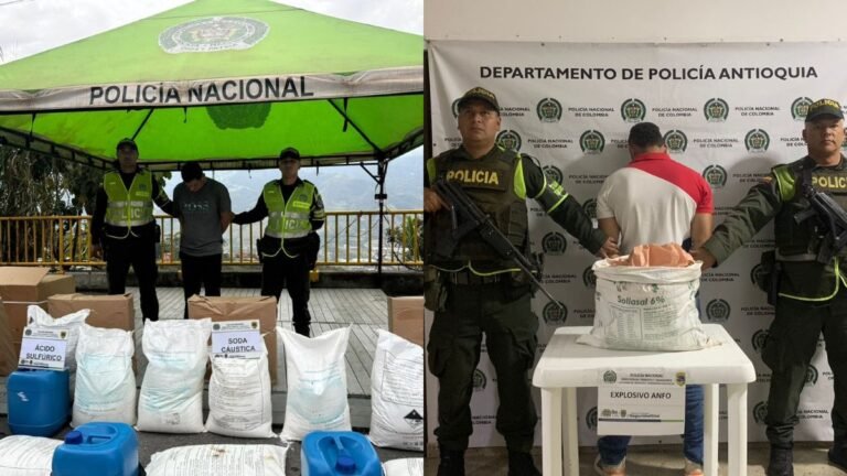 En Antioquia capturaron a dos hombres que transportaban químicos peligrosos en camiones