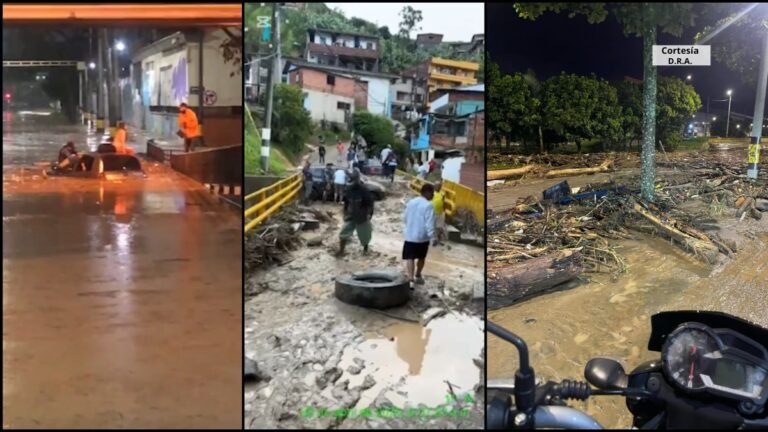 Fuertes imágenes de las inundaciones que colapsaron la movilidad en Medellín este martes