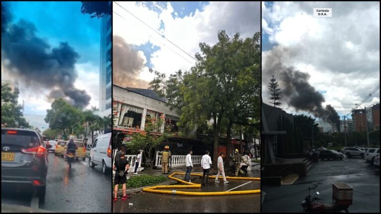 Un incendio en la 33 afectó dos locales comerciales y la movilidad en esta vía de Medellín