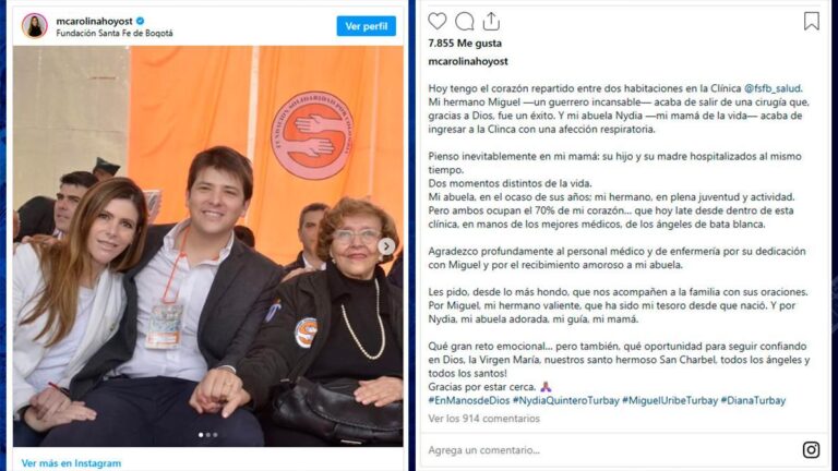 Nydia Quintero, abuela de Miguel Uribe, hospitalizada junto a su nieto en la Fundación Santa Fe de Bogotá