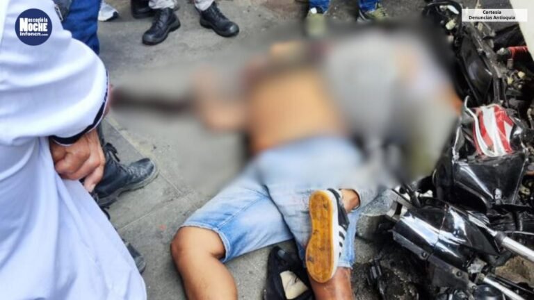 Choque entre un bus y una moto en el centro de Medellín dejó dos personas muertas