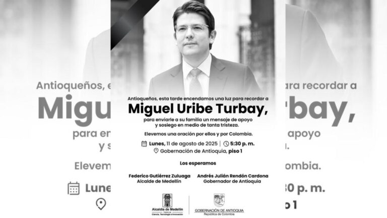 La Alcaldía de Medellín y la Gobernación de Antioquia invitan a homilía para rendir homenaje a Miguel Uribe Turbay