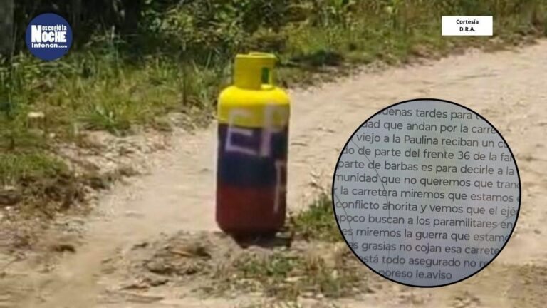 Disidencias de las Farc Instalan cilindro bomba en la vía y lanzan amenazas contra habitantes de Valdivia