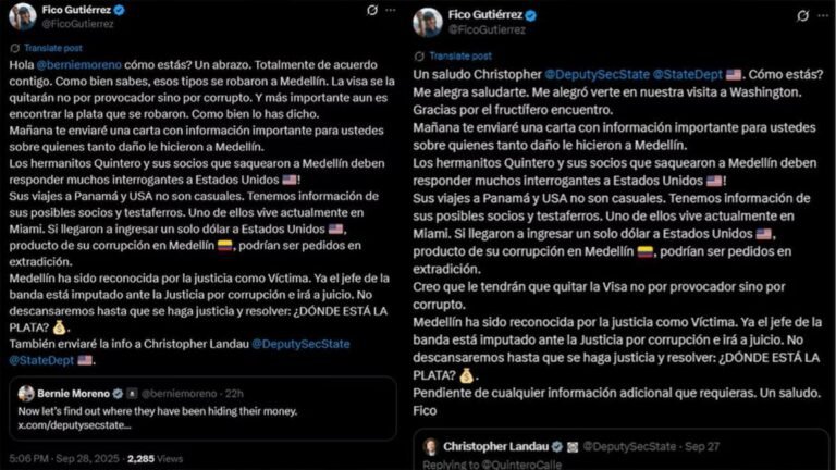 Federico Gutiérrez enviará carta a EE. UU. con datos sobre supuestos socios y testaferros de Daniel Quintero