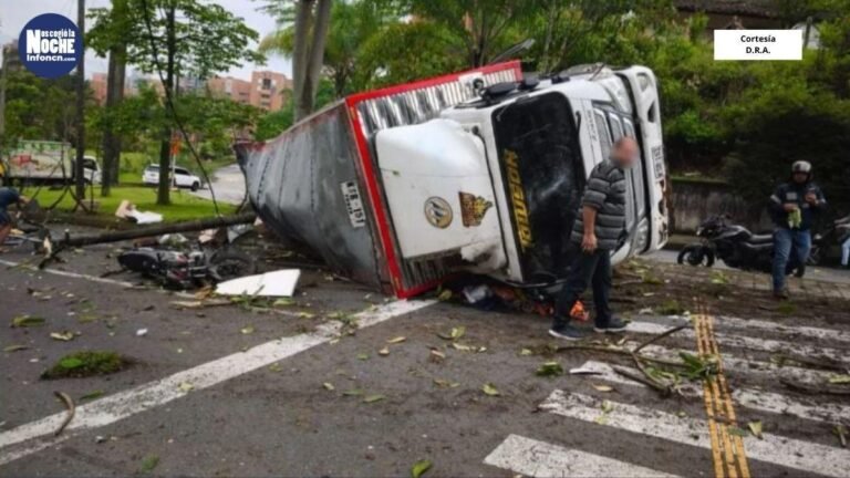 Un motociclista se salvó de morir en los Balsos, cuando un camión sin frenos lo embistió