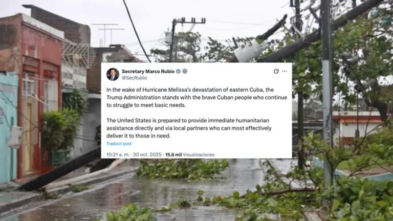 EE. UU. ofrece ayuda humanitaria a Cuba tras el paso del huracán Melissa