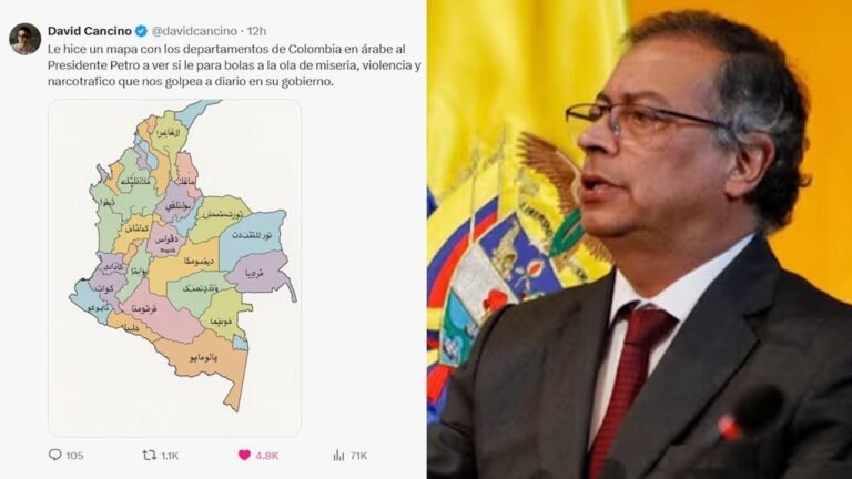 A Petro le hicieron mapa de Colombia en árabe. “A ver si le para bolas al país”