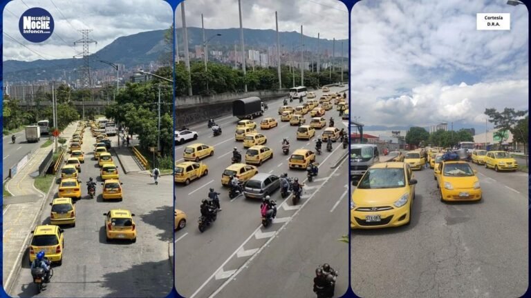 El paro de taxistas en el Valle de Aburrá generó congestión vehicular en las principales vías este martes
