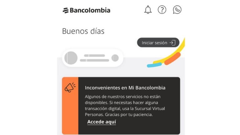 ¿De nuevo? Bancolombia reporta inconvenientes en su app