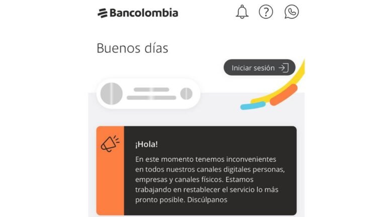 De nuevo usuarios de Bancolombia reportaron fallas en la aplicación y cajeros
