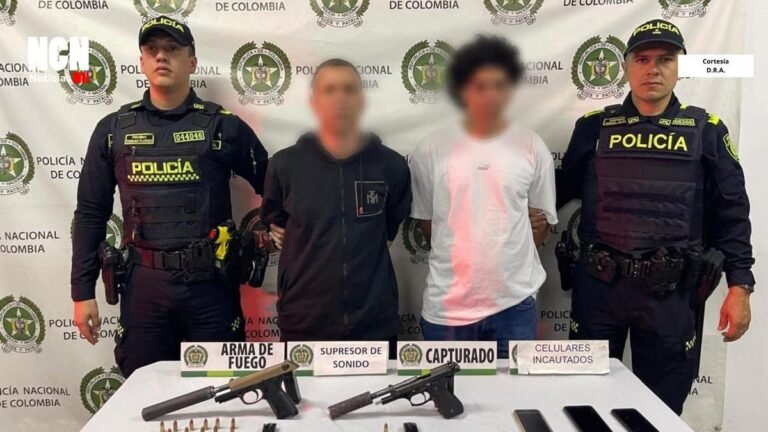 Capturaron a dos hombres por tentativa de homicidio, los cuales tenían dos armas con supresor de sonido