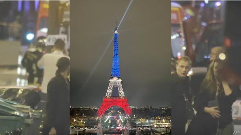 La Torre Eiffel se ilumina con los colores de Francia en homenaje a las víctimas de los atentados de París, 10 años después