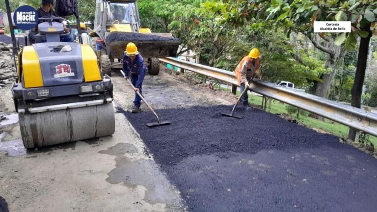Bello continúa con la pavimentación de las vías, en un mes intervino más de 1.000 metros lineales