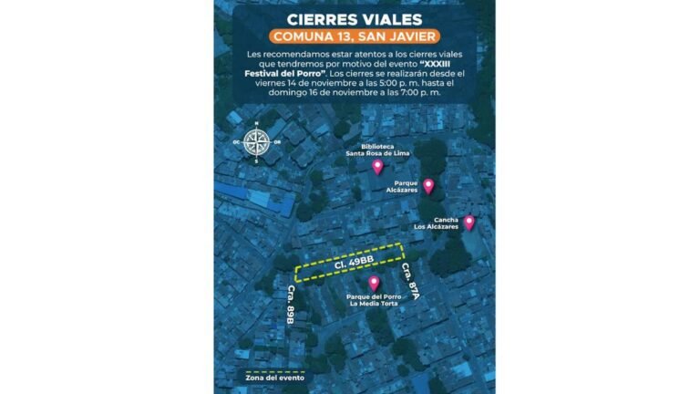 Medellín anuncia cierres viales este fin de semana por eventos culturales