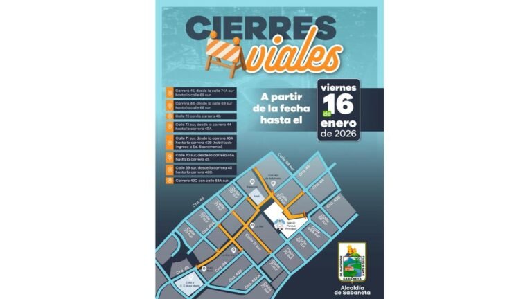 Sabaneta anuncia cierres viales por instalación del alumbrado navideño hasta el 16 de enero
