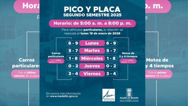 ¡Ojo! Hoy regresó el pico y placa en Medellín y el Área Metropolitana del Valle de Aburrá