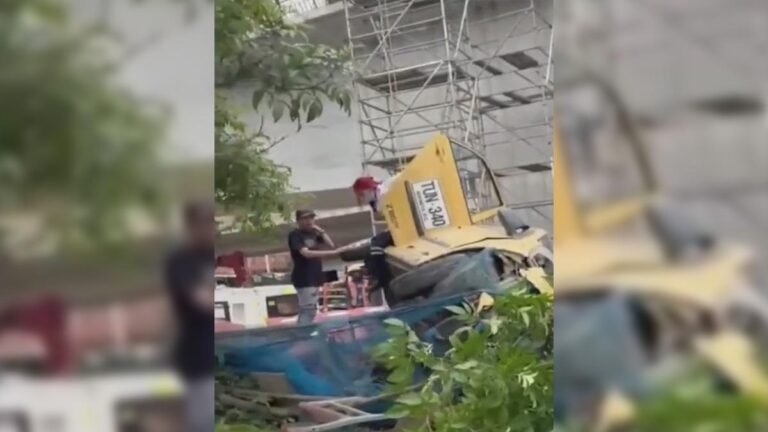 Taxi cayó de un puente en Bogotá y sus ocupantes huyeron, los ocupantes estarían en presunto estado de embriaguez